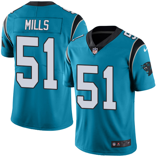 Nike Panthers #51 Sam Mills Blue Youth Stitched NFL Limited Rush Jersey - Click Image to Close